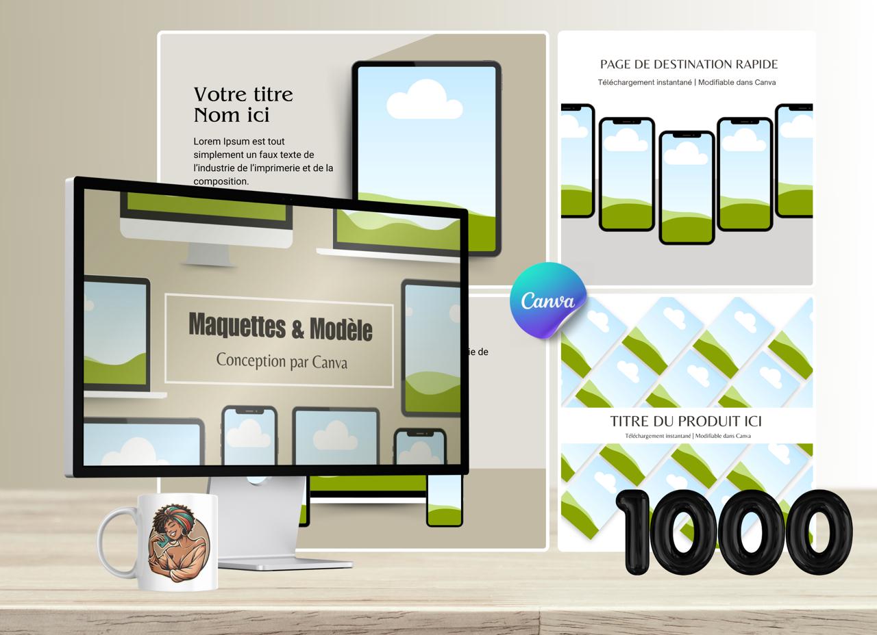 Pack de 1000 Maquettes Canva & Modèles 3D